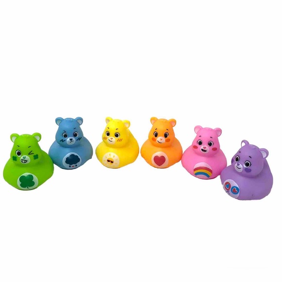 Set Of 6 Care Bears Duck  Bath Toy 2-Inch Rubber Figures (Without Squeaks Sound) - Picture 4 of 5